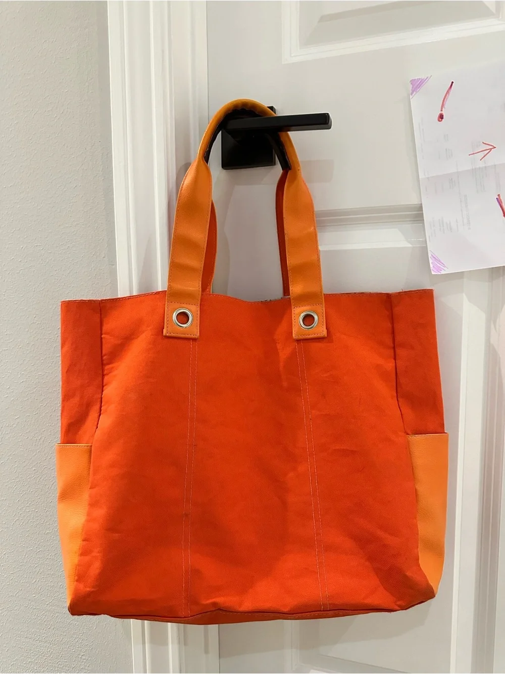 Lancome Bright Orange Canvas Tote with Light Orange Trim